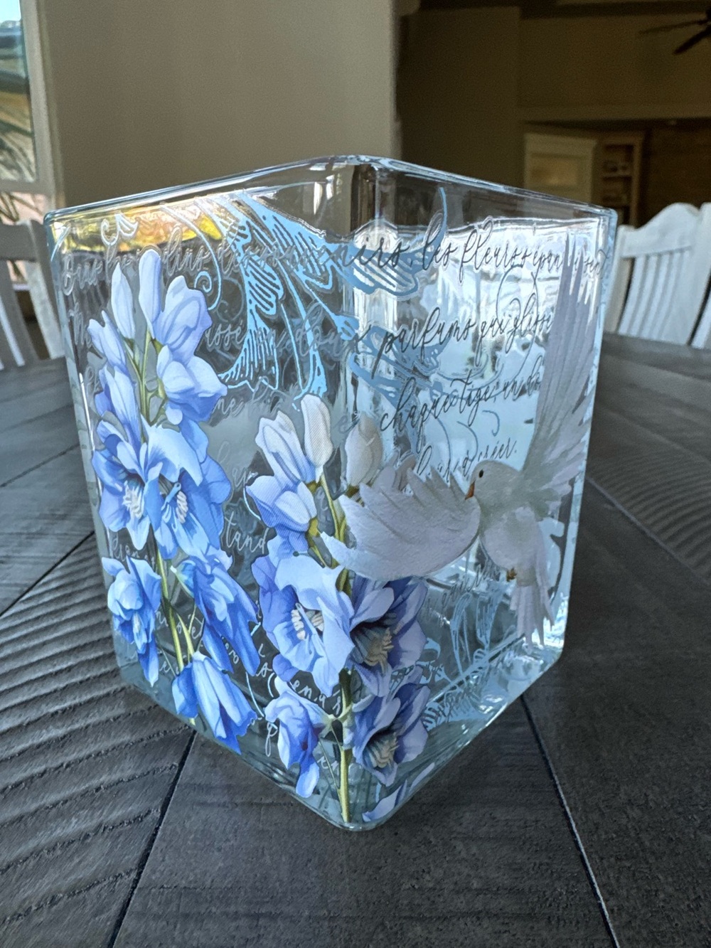 Teleflora's Wings Of Light Dove Glass Cube Vase